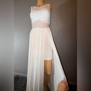 Material Girl White Lace Maxi Dress